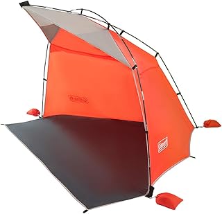 Coleman Skyshade Large Portable Sun Shelter, Easy Setup with Pre-Attached Poles, Canopy Provides Cover from Sand & Sun, Great for Beach, Park, Tailgating, Camping, Backyard & More