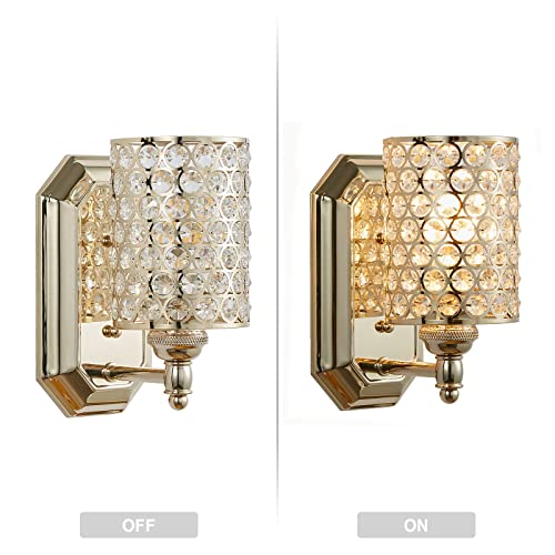 Image of Crystal Wall Sconce Champagne Dry&Wet Dual Use 2 Pack 1 Light UL Certified