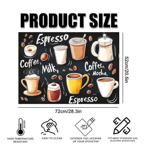 Image of Nuxovilar Stove Top Cover for Electric Stove, 20x28 Inch Polyester Glass Cooktop Protector with Coffee Drink & Cup Motif, for Kitchen Decor & Daily Use