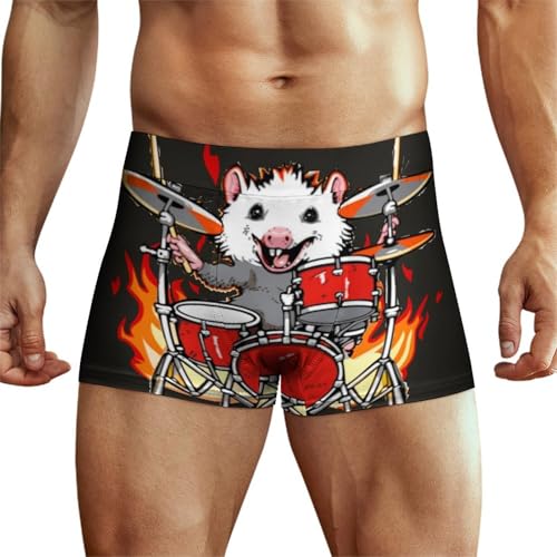 Opossum Playing Drums Men's Boxer Brief Boxer Shorts Print Underwear Stretch Boxer Trunk Soft