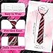 Gsyziux Striped Ties for Women Kids, Pre-tied Womens Tie with Metal Chain Womens Neckties for School Uniform Band Party (Wine Red White Striped)