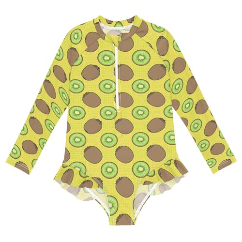 Kiwi Fruit Girls Long Sleeve Rashguard Swimsuit UV Protection One-Piece Swimwear Bathing Suit B0404729