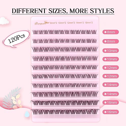 Parriparri Cluster Lashes with Clear Band 120Pcs Individual Lash Extensions 8-16MM False Eyelashes Extension Natural Look Wispy Fluffy DIY Lash Clusters - Image 2