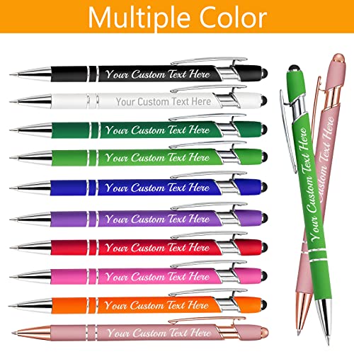 Personalized Pens With Stylus Tips Free Engraving Custom Ballpoint Pen Gift Customized Pens With Name Message Engraved Pens Bulk Graduation Office Business Anniversary Birthday Black Ink #TOP2