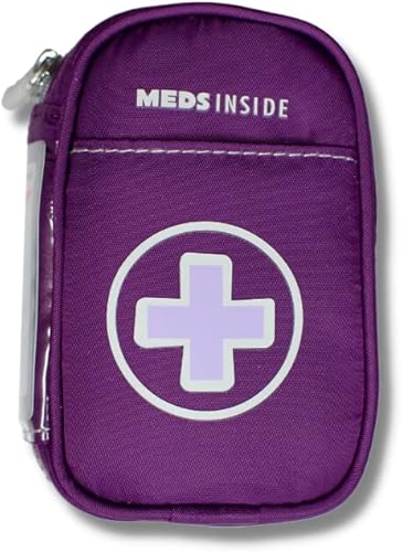 Auvi Q Case, bolsa médica de viaje Pequeño organizador de medicamentos aislado Bolsa de medicina "Kate" púrpura Mini bolsa médica estuche para