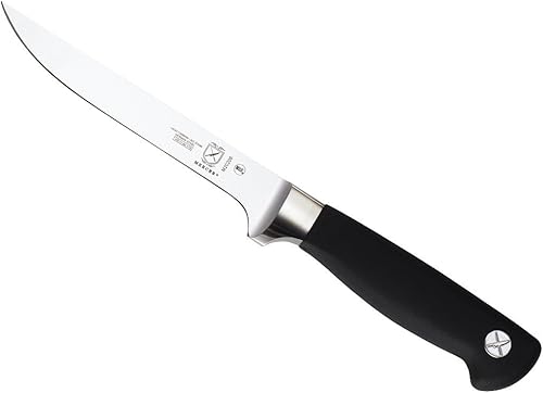 Cuchillo para carne forjado Mercer Culinary Genesis de 10 pulgadas, Cuchillo flexible, forjado para deshuesar, 15,24 cm, 6", Aceronegro