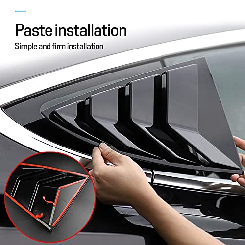 Kungkic For Tesla Model 3 2017-2023 Rear Side Window Louvers Air Vent Scoop Louvers Window Scoop Louvers Covers Abs Sun Rain Shade Vent Sport Style 2Pcs Cool Exterior Decoration (Glossy Carbon Fibre) #TOP4