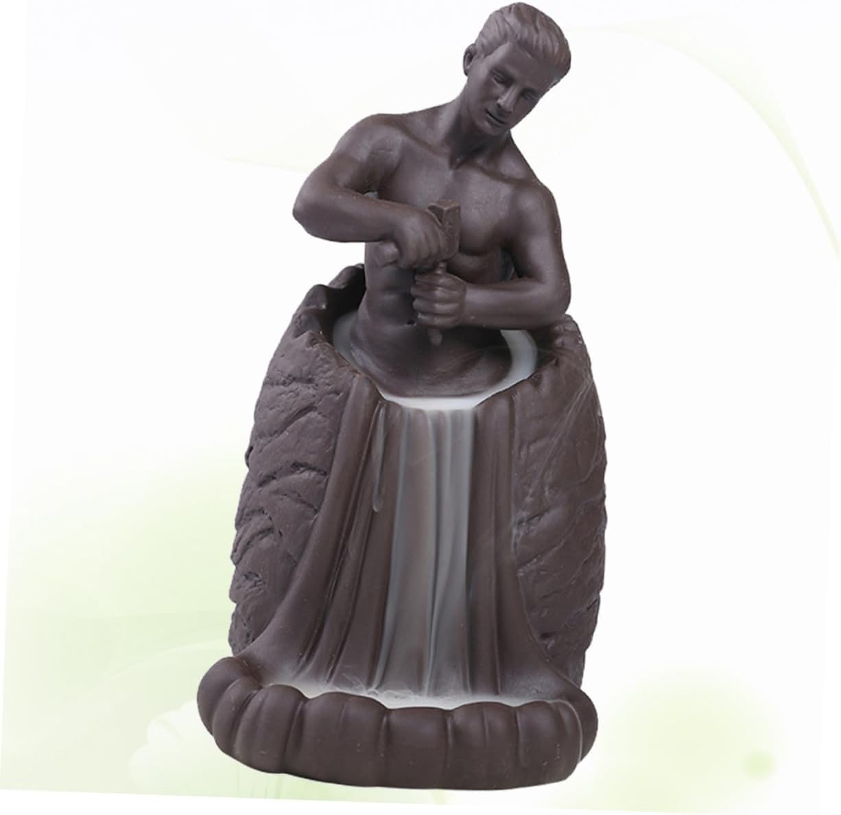 Backflow Ceramic Incense Burner Self Carving Men Figurine Aroma Therapy Backflow Incense Holder for Home Office Decoration