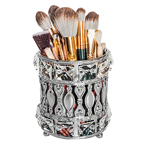 Pinselhalter Make-up Pinsel Veranstalter Make Up Organizer Schreibtisch Aufbewahrung aus Mode Durchbrochen Stifthalter (Silber) Cover