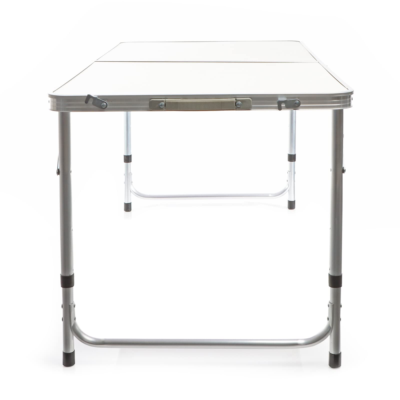 Table de Camping Pliante, 1200 x 600 x 700 mm, Table Portable Blanche en MDF/alu, réglable en Hauteur 54/61/70 cm, extérieur, BBQ, fêtes, Barbecue, Pique-Nique