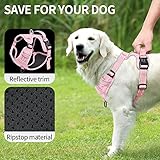 HEELE Dog Harness Anti-Pull Reflective with Padded Handle Control 2 Metal Rings for Small Medium and Large Dogs, Pink, M - Image 5