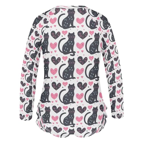 Black Cat with Love Girls Long Sleeve Swimsuits One Piece Zipper Bathing Suit UPF 50+ Rashguard Swimwear3