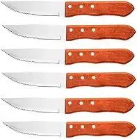 Facas tipo Outback Conjunto Para Churrasco 6 Peças Jumbo Wooden 5 Cabo de Madeira