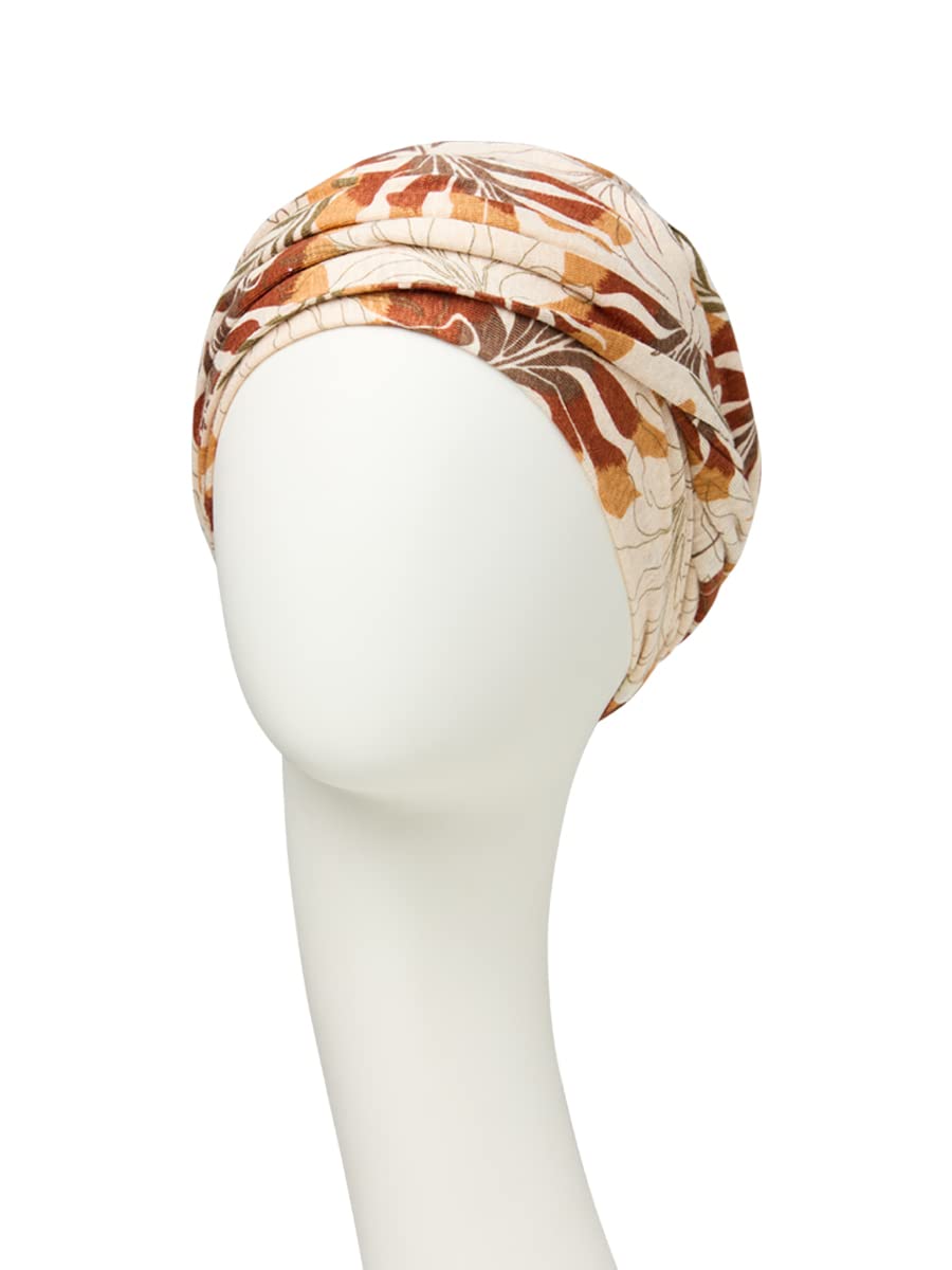 Christine Headwear Shakti-Turbante con Motivo Stampato Fascia per la Testa, Foglie Beige, Taglia Unica Donna