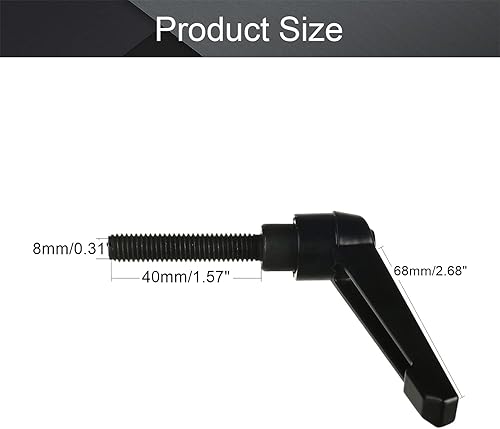 Miniatura 46 de Othmro 2 piezas de palanca de sujeción con rosca M8 Palanca de trinquete, aleación de aluminio ajustable con botón de bloqueo con perno roscado 2