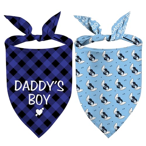 Fathers-Day-Dog-Bandanas-Reversible-Daddys-Boy-Pet-Scarf-for-Boy-Dogs-Dual-Layer-Design-2-Pack-Love-Daddy-Holiday-Puppy-Dog-Kerchief-Gifts - Cucciolini Doodles   Fathers-Day-Dog-Bandanas-Reversible-Daddys-Boy-Pet-Scarf-for-Boy-Dogs-Dual-Layer-Design-2-Pack-Love-Daddy-Holiday-Puppy-Dog-Kerchief-Gifts