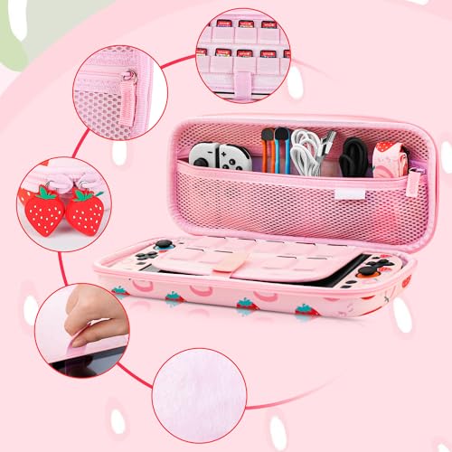 Correa de hombro para Nintendo Switch 2 con funda protectora de fresa 2