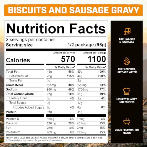 Peak Refuel Biscuits and Gravy Camping Breakfast Meals, 2-Pack, 4 Servings - Image 2