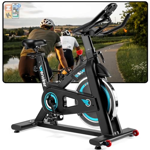 [2026 Aktualisierte]Wenoker Heimtrainer Fahrrad, Leises Hometrainer Ergometer mit LCD-Monitor, Hometrainer Fahrrad mit Tablet-Halter, Spinning Bike Indoor für Kardio-Training zu Hause, Bis 140KG