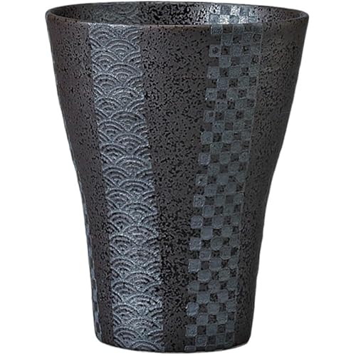 エールネット(Ale-net) 9.2×11.8cm 約420cc 銀彩(黒)焼酎カップ 陶器 食洗機使用可 美濃焼 日本製
