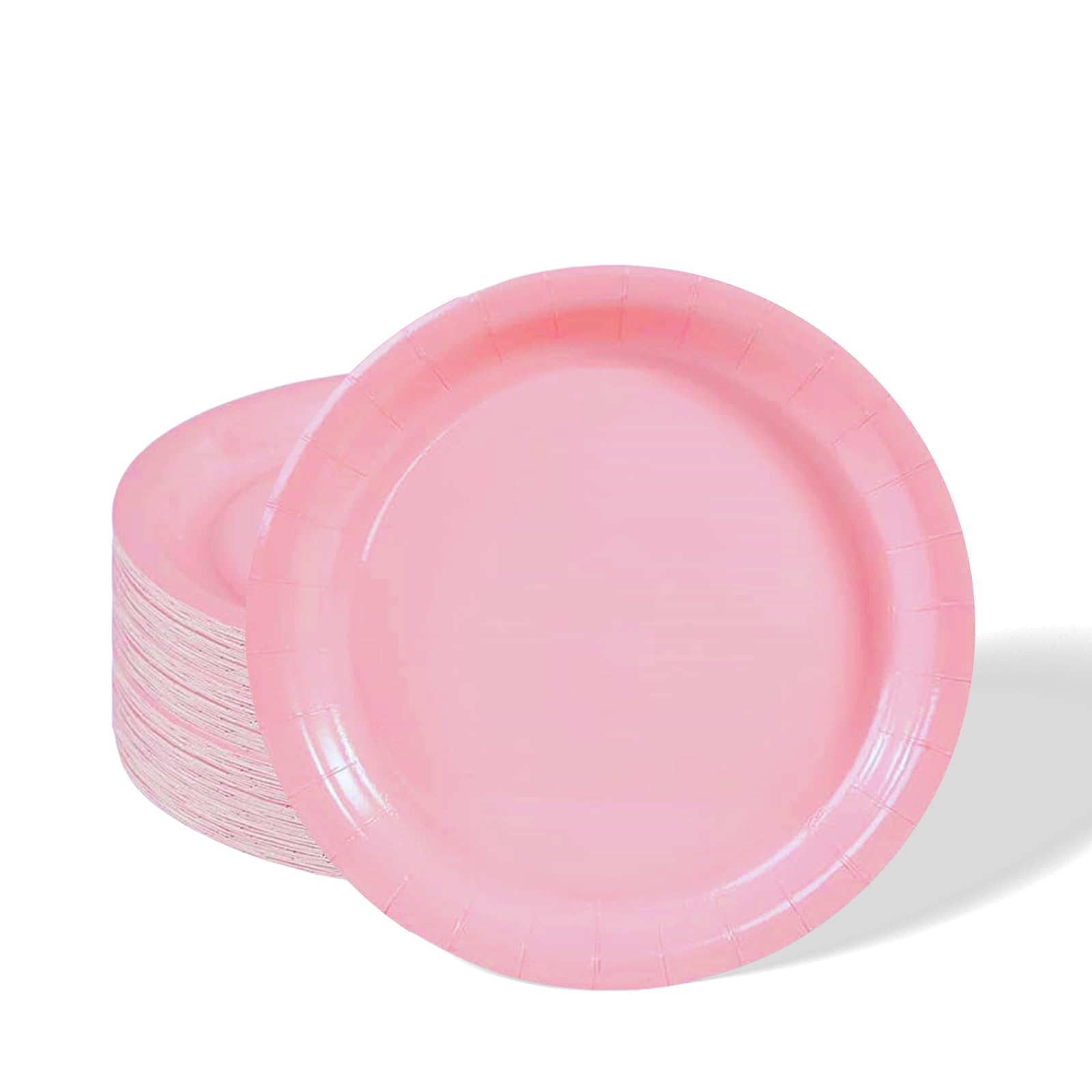 32pcs Baby Pink Paper Plates,9 inch Disposable Tableware Party Plates Solid Colour Paper Plates Round Dinner Plates for Easter,Wedding,Picnic, BBQ,Bar,Restaurant and Party Supplies Table Decoration — image 1