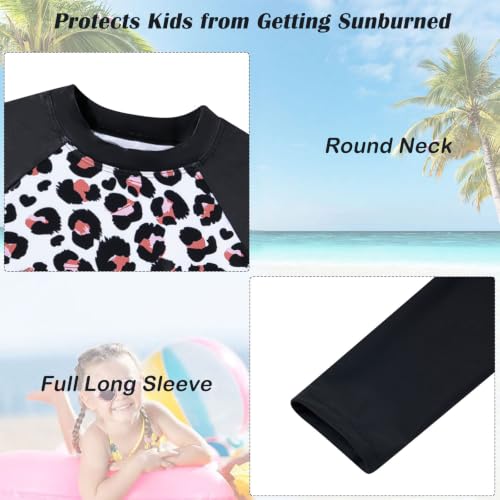 Image of TUONROAD Girls 2 Pieces Rash Guard Swimsuit Long Sleeve Tankini for 4-10 Years