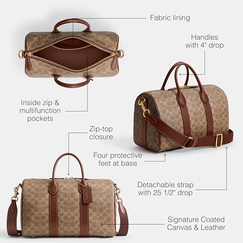 Coach Men's Compass 35 in Signature Coated Canvas, TAN Multi3