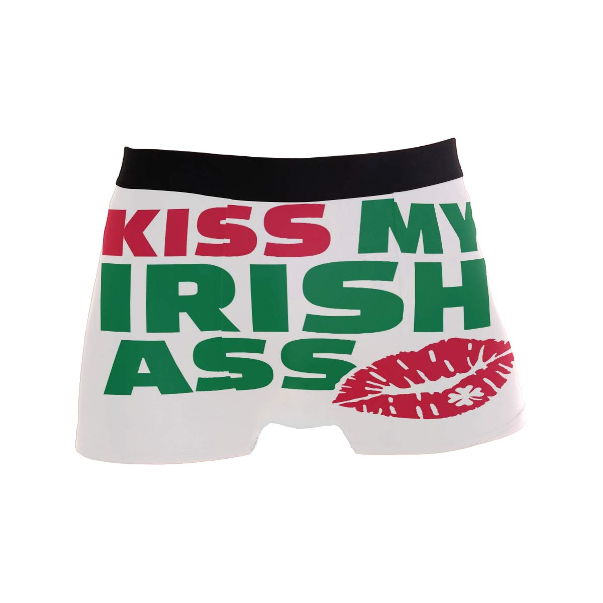 ZZKKO Kiss My Irish Ass Mens Boxer Briefs Underwear Breathable Stretch Boxer Trunk with Pouch XL White