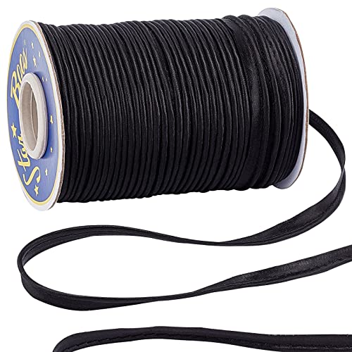 Gorgecraft 60 Yards Maxi Piping Trim Sewing Bias Tape Flat Drawstring Cord Replacement Polyester Ribbon Lip Cord Trim By The Yard For Sewing Trimming Upholstery (Black) #TOP29