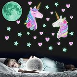 ★【Crea Un Efecto Encantador】 - Con las pegatinas de pared de unicornio y el juego de pegatinas de lunares con lunares, puedes crear hermosas decoraciones artísticas para paredes y techos. Coloque las pegatinas brillantes bajo la luz del sol o una linterna para absorber la luz durante unos 15 minutos antes de pegarlas.