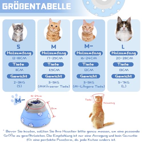 Supet Halskrause Katze,Einstellbarer Halskrause Katze Halsband,Wiederherstellung Halsband Weich Kragen Cone Nach Operation und Verletzungen für Welpen, Kleine Hunde und Katzen (Blau,M-)