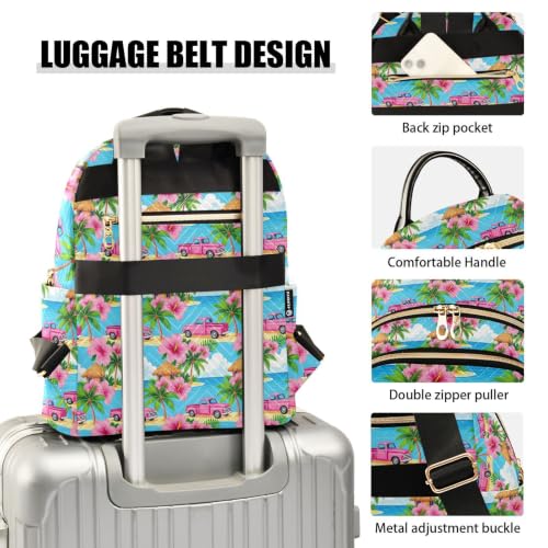 Mochila casual de hibisco isleño para vacaciones y viajes de mujeres 4