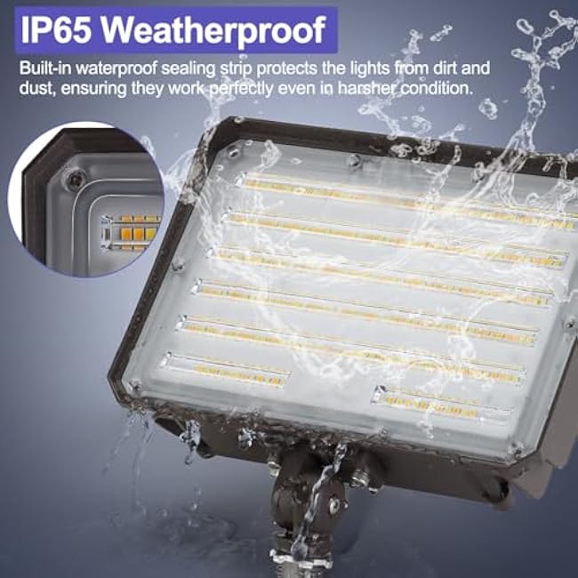 LED Flood Lights Outdoor with Dusk to Dawn Photocell, Security Lighting 100W 80W 60W Tunable, 3/4/5000K Adjustable Knuckle Mount Exterior Floodlights for Garage, Stadium, IP65 Waterproof 2 Pack