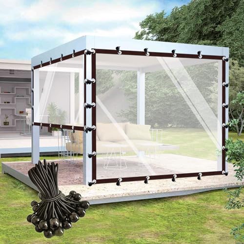 JIwqDY Lona Transparente Paneles Laterales con Ojales Lona de Plastico Impermeable, para Porche Gazebo, Personalizable(3x1.2m(9.84x3.94ft))