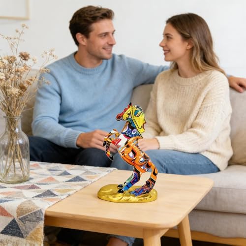 Statue de cheval multicolore pour décorer un bureau ou une table de chevet - 4