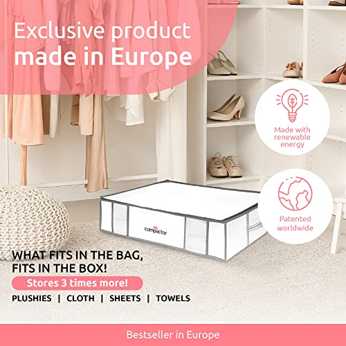 Compactor Vacuum Storage Bag L | Polypropylene + Nylon | Space Saver Vacuum Storage Bags For Clothes, Comforters & Blankets | Ultimate Storage Solution For Wardrobe, Moving | White Semi-Rigid Box #TOP6