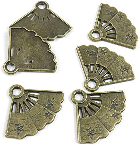20 PCS Metal Antique Bronze Color Jewelry Making Supplies Charms Beading Crafting Wholesale B5CY1 Folding Fan image 2