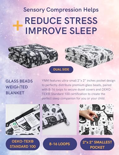 Image of YnM Weighted Blanket Kids(41 inchx60 inch 7lbs) Washable Soft Heavy Blanket Throw for All-Season Weighted Blanket for Sleeping,Throw Size Breathable Blanket with Premium Glass Bead(Cat)
