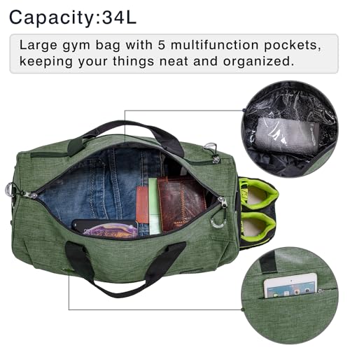 Kuston Sports Small Gym Bag for Men and Women Travel Duffel Bag Workout Bag with Shoes Compartment&Wet Pocket4