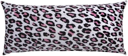 Soft Warm Microfiber Extra Long Lumbar Sham Pregnancy Maternity Body Pillowcase for Bed Headboard Couch Sofa | 20 x 54 Inches Zippered Body Pillow Cover, Pink Leopard