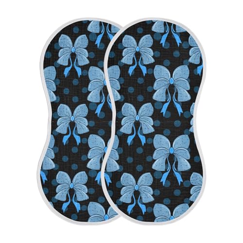 xigua Blue Bows Muslin Baby Burp Cloths Set of 1, Super Soft & Absorbent Burping Rags, Cotton Burp Clothes Shower Gift for Newborn, Baby Girls and Boys2