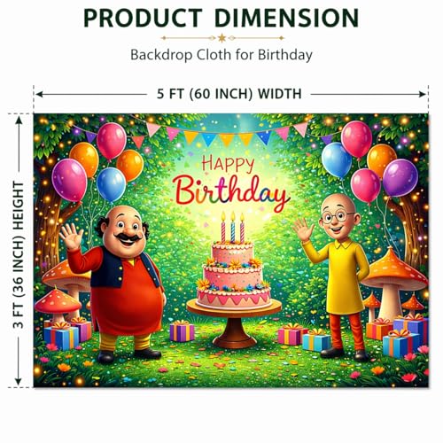 Image of Happy Birthday Theme Backdrop Banner (Fabric) 3x5 ft - Digital Print Cloth Background, Reusable Birthday Party Wall Decoration for Girls, Photo Booth & Stage Decor