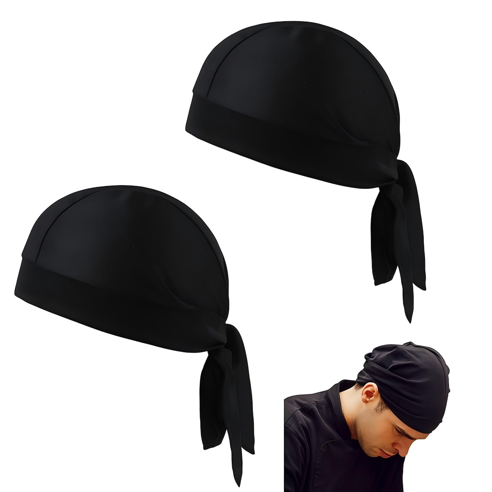 Lot De 2 Toques De Chef Réglables – Polyester Noir, Unisexe, Pour Restaurants, Boulangeries, Cafés, Hôtels - 12