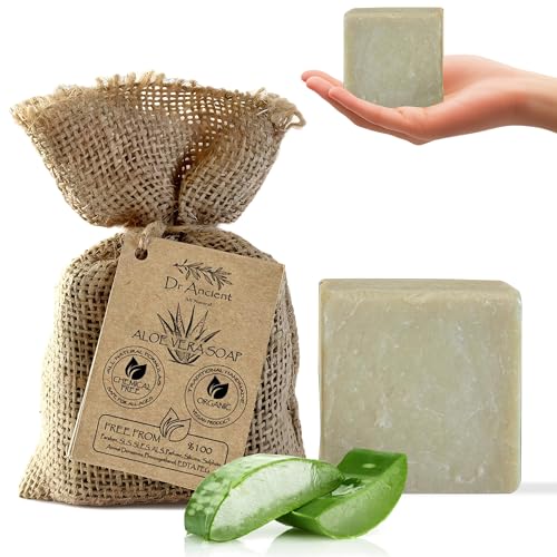 Dr.Ancient Aloe Vera Soap Bar, Organic Soap Bars Handcrafted the Traditional Way, Natural Chemical-Free, Vegan, Used for Face Wash, Body Wash, Hand Cleansing and Skin Care