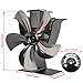X-cosrack 5 Blades Heat Powered Stove Fan for Wood Log Burner Fireplace Slient Eco-Frienly Fan with Magnetic Thermometer Aluminium Black