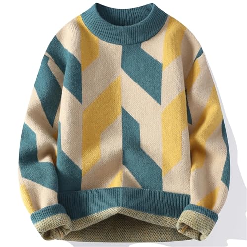 Mens Christmas Sweaters Thick Warm Harajuku Pullover Men Long Sleeves Argyle Print Sweater2