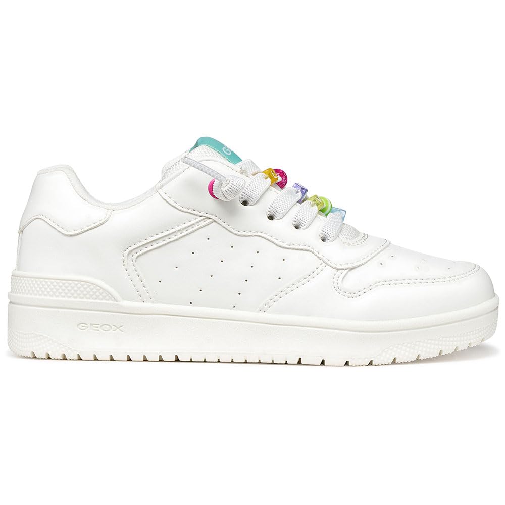 Geox J WASHIBA Girl D Trainers, White/Multicolour, 34 EU