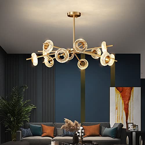Lustre LED cristal effet fissure suspension haut de gamme pour chambre