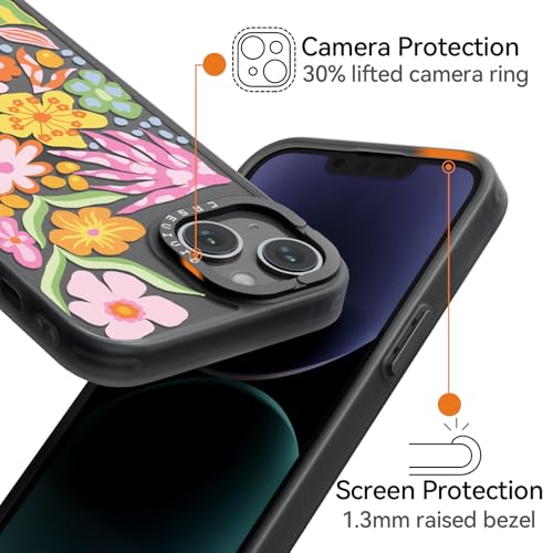 casevivid Compatible for iPhone 14 Case Cute Aesthetic - Durable Fashion Funny Phone Case - Girly Passion Flower Pattern Print Cover Design for iPhone 14 6.1" Black by casevivid - Image 3