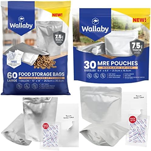 Wallaby Mylar Bags 150 Pack Mylar Bags For Food Storage With